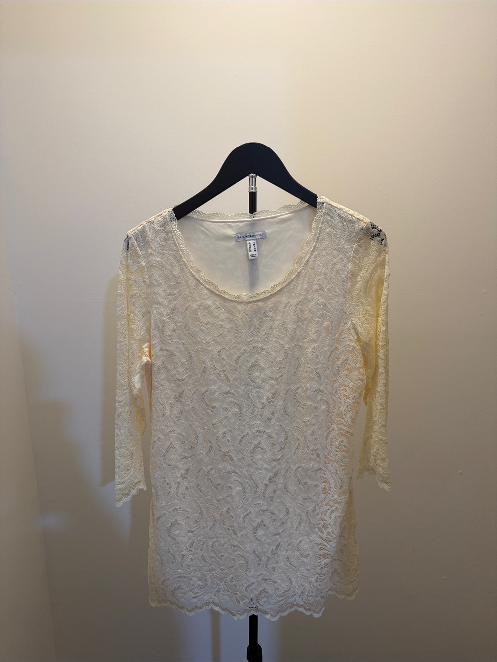 Isaac Mizrahi Light Cream Lace Long-Sleeve Dress